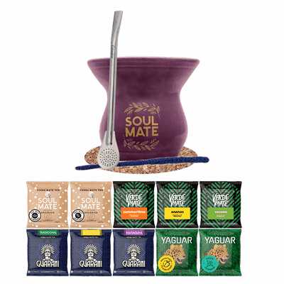 Yerba Mate Set 10x50g Calabash + Bombilla