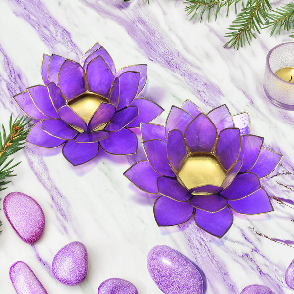"Lotus Flower" Candle Holder - purple