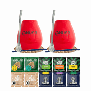 Yerba Mate Set 10x50g 2x Calabash + 2x Bombilla