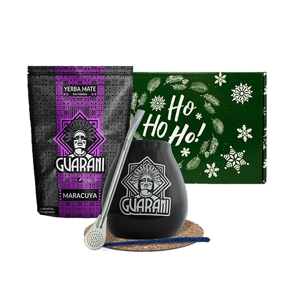 Gift Set Yerba Mate Guarani Maracuya Calabash + Bombilla 500g