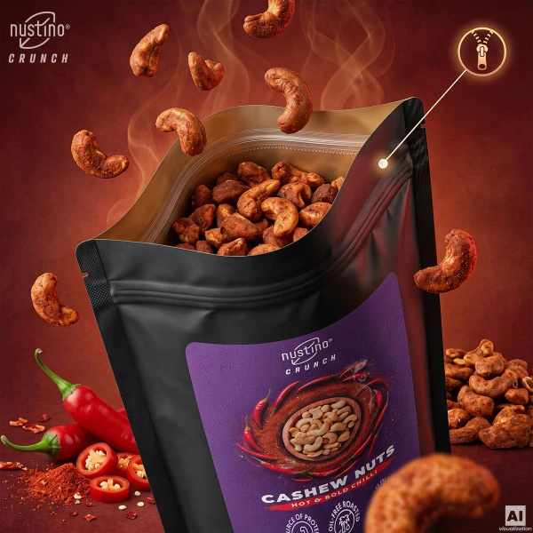 Nustino Crunch – Roasted Cashews – Hot & Bold Chilli 100g
