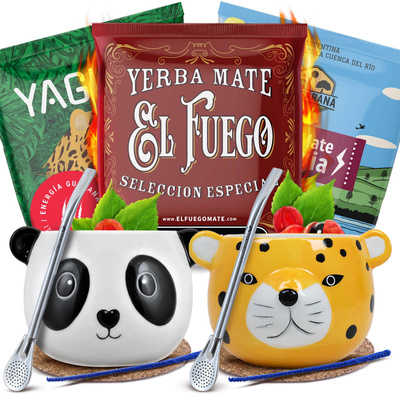 Yerba Mate Energia Set FOR TWO Calabash Bombilla