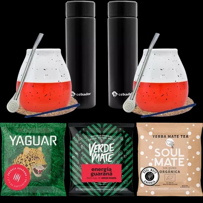 Yerba Mate starter kit for couples thermos 3x50g