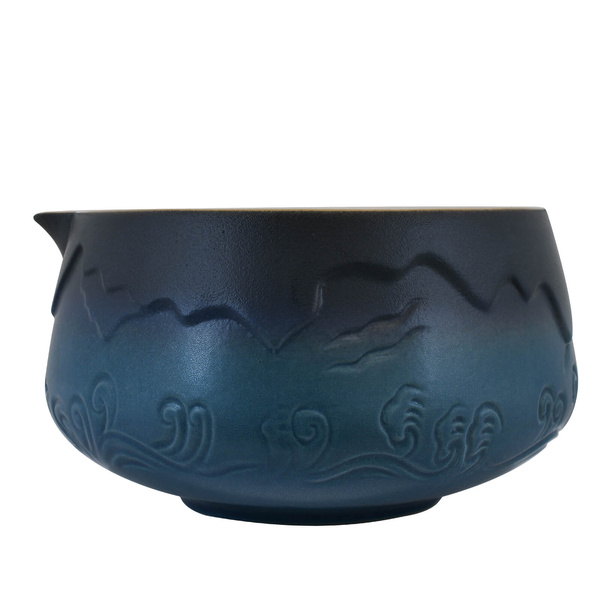 Matchawan – Ceramic Matcha Bowl with Spout – Mountain (blue)