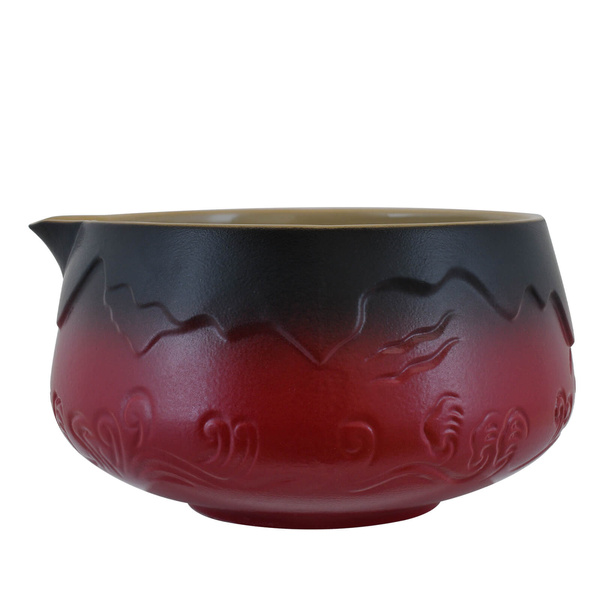 Matchawan – Ceramic Matcha Bowl with Spout – Mountain (red)