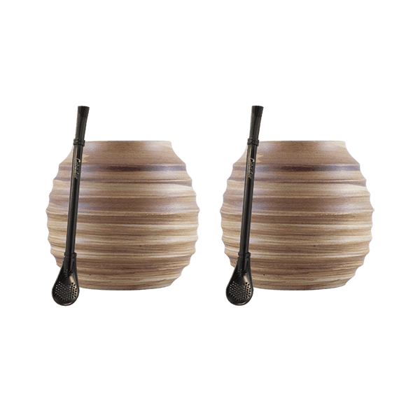 Yerba Mate Set of Accessories: 2x Calabash + 2x Bombilla