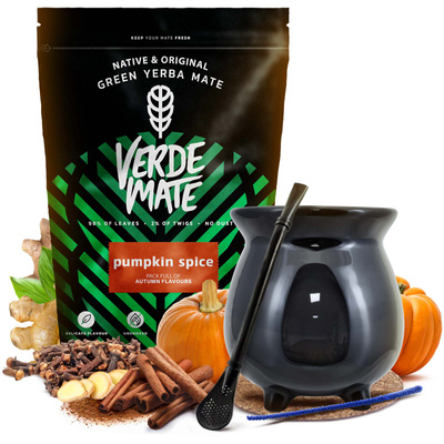 Starter Set Yerba Mate Verde Mate Pumpkin Spice 400g + Caldero Cauldron Mate Gourd