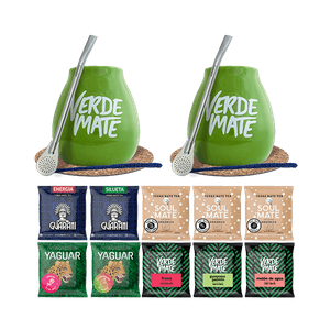 Set Yerba Verde Mate Green Gourd Bombilla 10x50