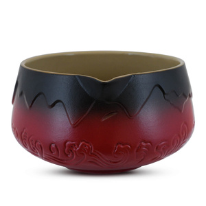 Matchawan – Ceramic Matcha Bowl with Spout – Mountain (red)