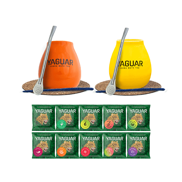 Set 500g Yerba Mate Yaguar 10x50g + Mate Gourd