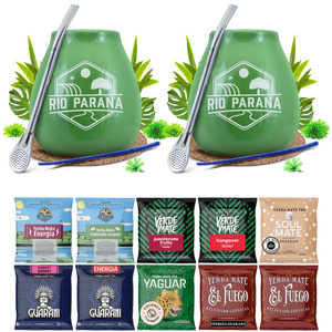 Yerba Mate Set FOR TWO Calabash Bombilla