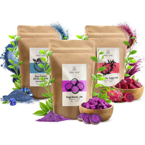 Colourful Matcha Set: Blue Matcha + Pink Matcha + Purple Matcha