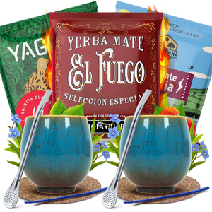 Yerba Mate Energia Set FOR TWO Calabash Bombilla
