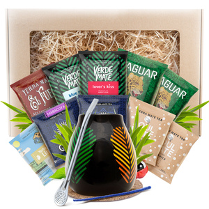 Yerba Mate Gift Set 10x50g 500g Calabash + Bombilla