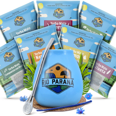 Yerba Mate Rio Parana 7x50g sample set + accessories