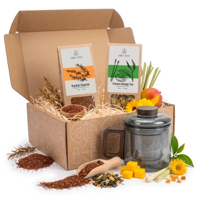 Gift Set of Mary Rose Loose-Leaf Teas 2x50g + Cup with Infuser