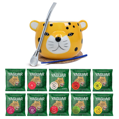 Yerba Mate Set 10x50g Calabash Gatito Yaguar