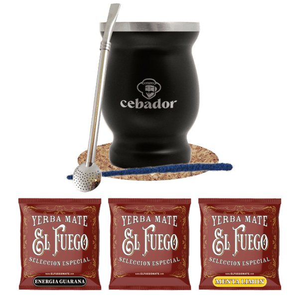 Yerba Mate Set: samples El Fuego 3x50g + TermoMate + Bombilla
