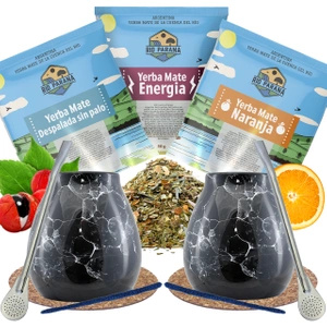Yerba Mate Set FOR TWO Calabash + Bombilla