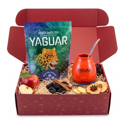 Christmas Gift Set Yerba Mate Yaguar Winter Prune 500g + Gourd and Bombilla