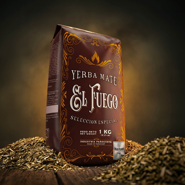 Yerba Mate Set: El Fuego Elaborada 1kg + Calabash + Bombilla