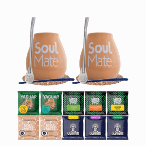 Yerba Mate Set 10x50g 2x Calabash + 2x Bombilla