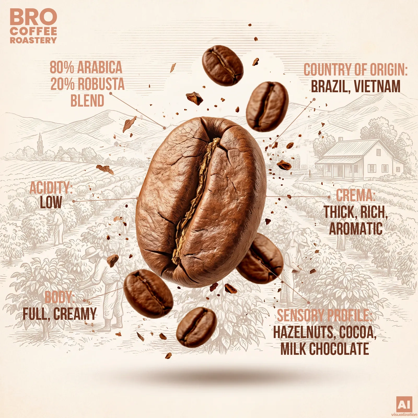 Arabica and robusta beans - Bro Coffee Roastery Crema Rumba