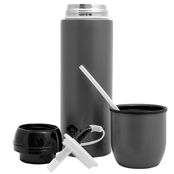 Yerbomos 5.0 - 650 ml - Mate, thermos and bombilla in one (grey)
