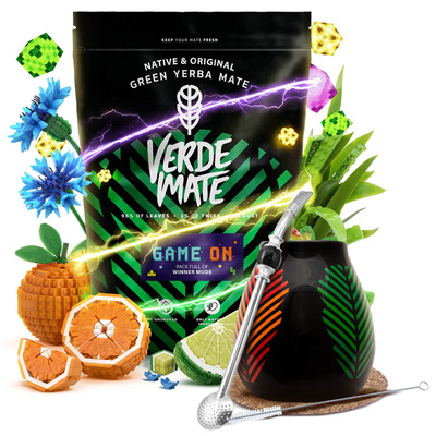 Yerba Mate Set Verde Mate Game On 400g 0.4kg Calabash + Bombilla