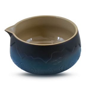Matchawan – Ceramic Matcha Bowl with Spout – Mountain (blue)