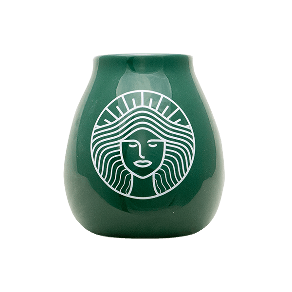 Ceramic Mate Gourd with Pachamama Logo (Green) 350ml