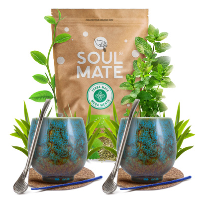 Yerba Mate Set Soul Mate 500g 0.5kg 2x Calabash + 2x Bombilla