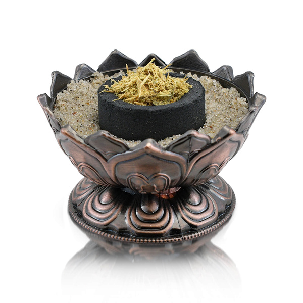 Set of palo santo shavings, incense burner and incense coals