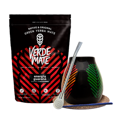 Yerba Mate Set: Verde Mate Energía Guaraná 500g + Calabash + Bombilla