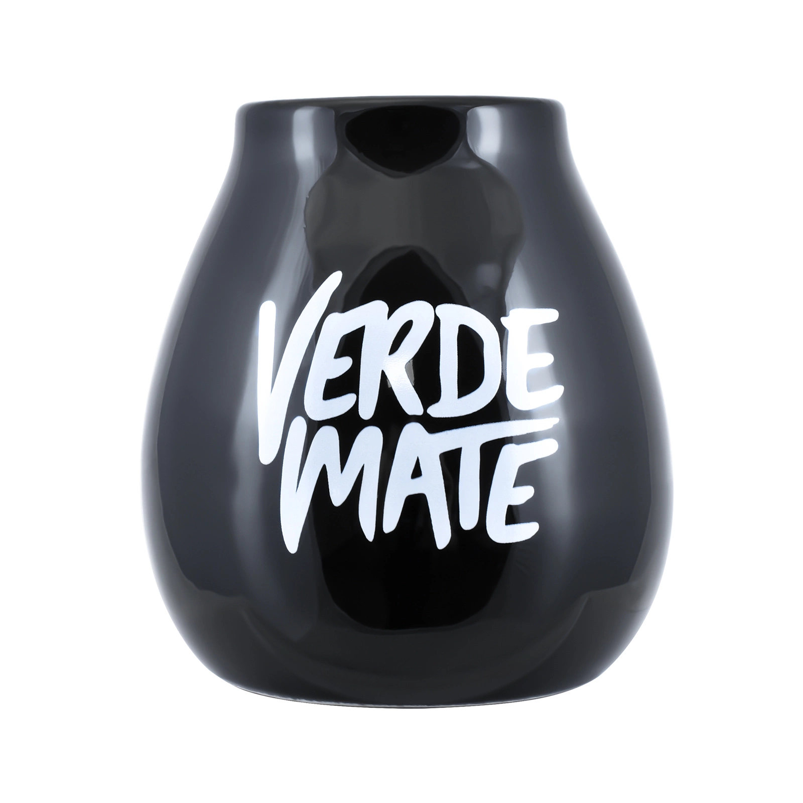 Black ceramic mate cup with Verde Mate logo 350ml