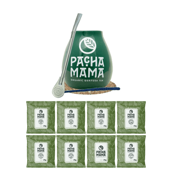 Guayusa Pachamama Set: samples 8x25g + Calabash + Bombilla