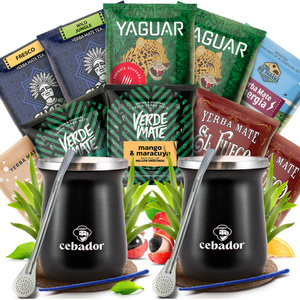 Yerba Mate Set for two 10x50g 500g 2x TermoMate + 2x Bombilla
