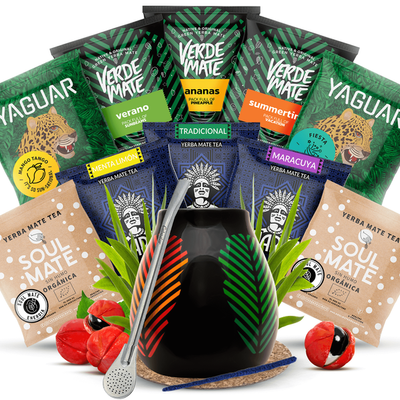 Yerba Mate Set 10x50g Calabash + Bombilla