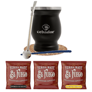 Yerba Mate Set: samples El Fuego 3x50g + TermoMate + Bombilla