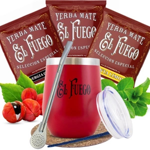 Yerba Mate El Fuego Set: samples 3x50g + TermoLid + Bombilla