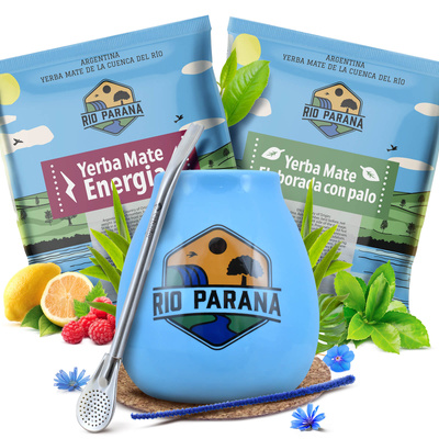 Yerba Mate Rio Parana set 2x50g Calabash + Bombilla