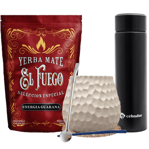 Yerba Mate Set: El Fuego 500g + Thermos LED + Calabash + Bombilla
