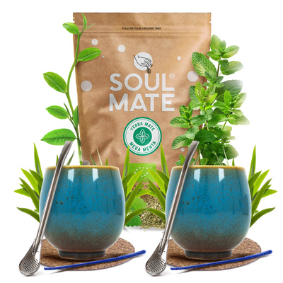 Yerba Mate Set Soul Mate 500g 0.5kg 2x Calabash + 2x Bombilla