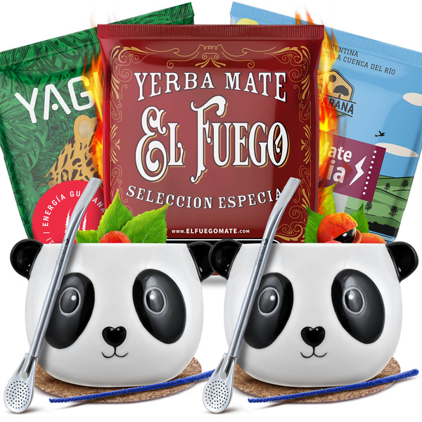 Yerba Mate Energia Set FOR TWO Calabash Bombilla