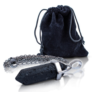 Pendant with Lava Stone in pouch + chain