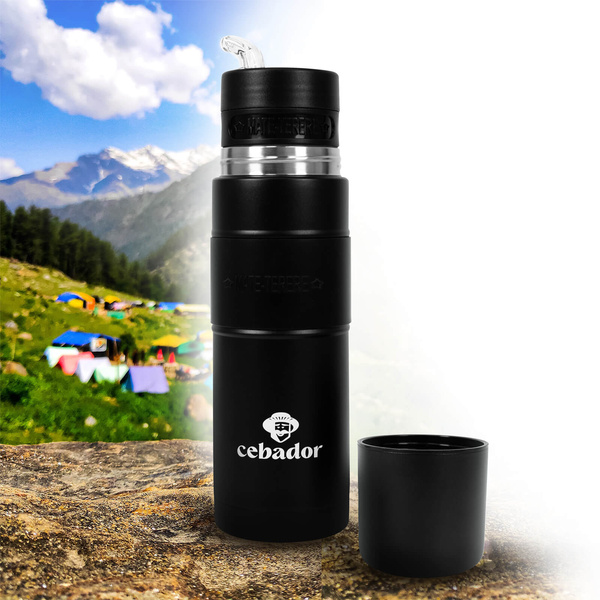 Yerbomos XL ALL IN ONE - 750ml - Mate cup, thermos and bombilla in one (black)