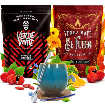 Yerba Mate set Verde Mate El Fuego Energia 2x500g + accessories