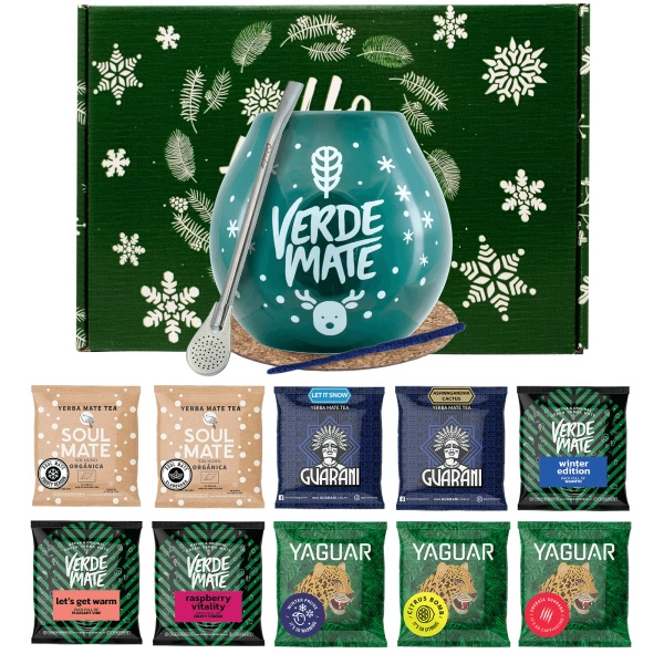 Winter Gift Set Yerba Mate 10x50g Mate Gourd + Bombilla
