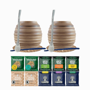 Yerba Mate Set 10x50g 2x Calabash + 2x Bombilla