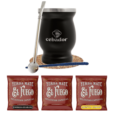 Yerba Mate Set: samples El Fuego 3x50g + TermoMate + Bombilla